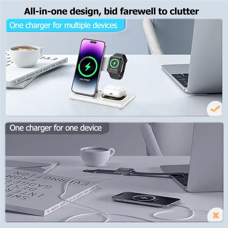 15W Fast Charging Station 3 in 1 Wireless Charger for Best Seller Products on Amazon 2024 in USA for Apple Samsung Multi Device - Image 4