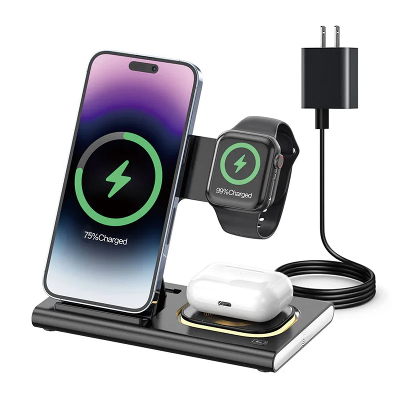 15W Fast Charging Station 3 in 1 Wireless Charger for Best Seller Products on Amazon 2024 in USA for Apple Samsung Multi Device - Image 2