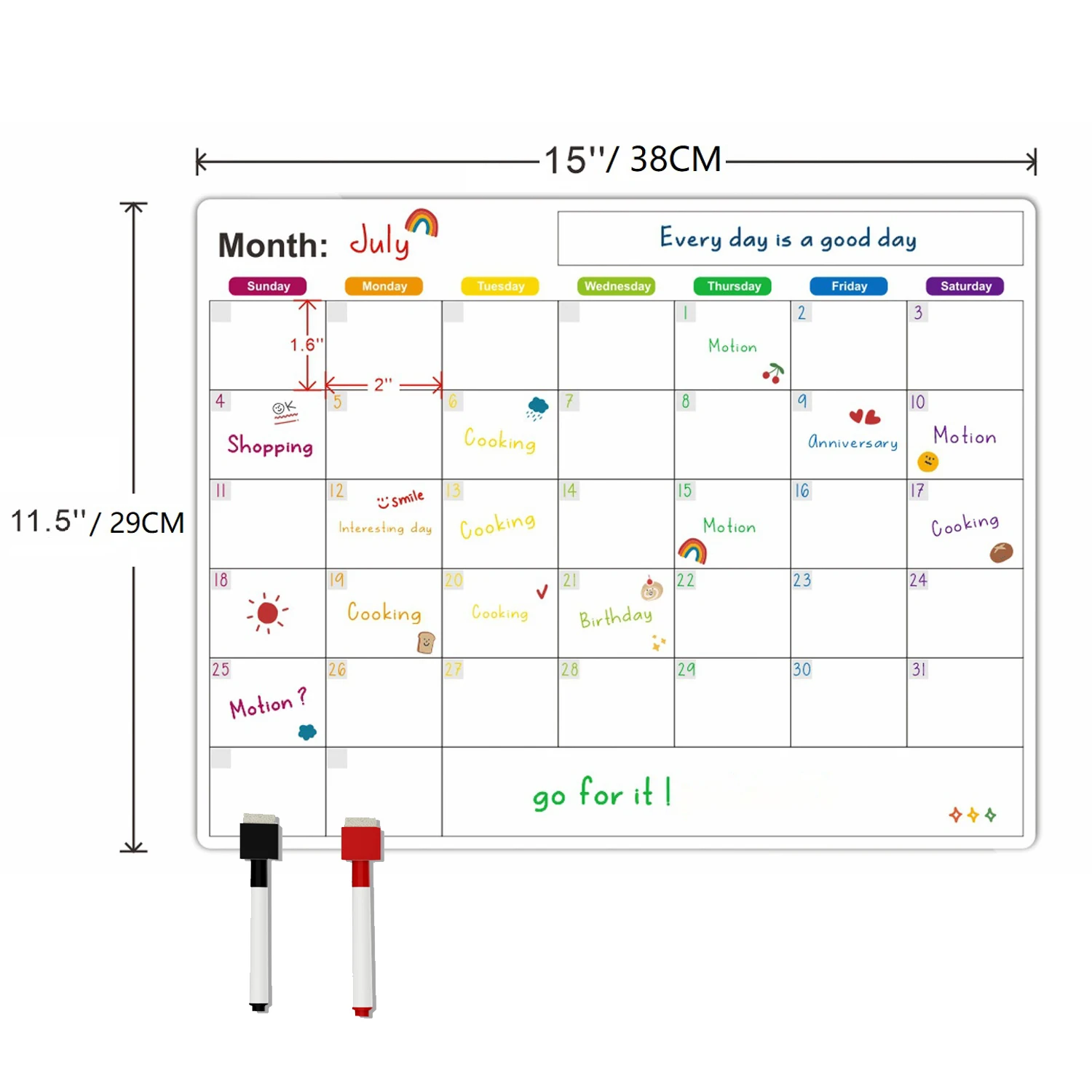 Magnetic Calendar For Fridge Monthly Weekly Planner Calendar Table Dry Erase Whiteboard With Pen Fridge Sticker Message Board - Image 4
