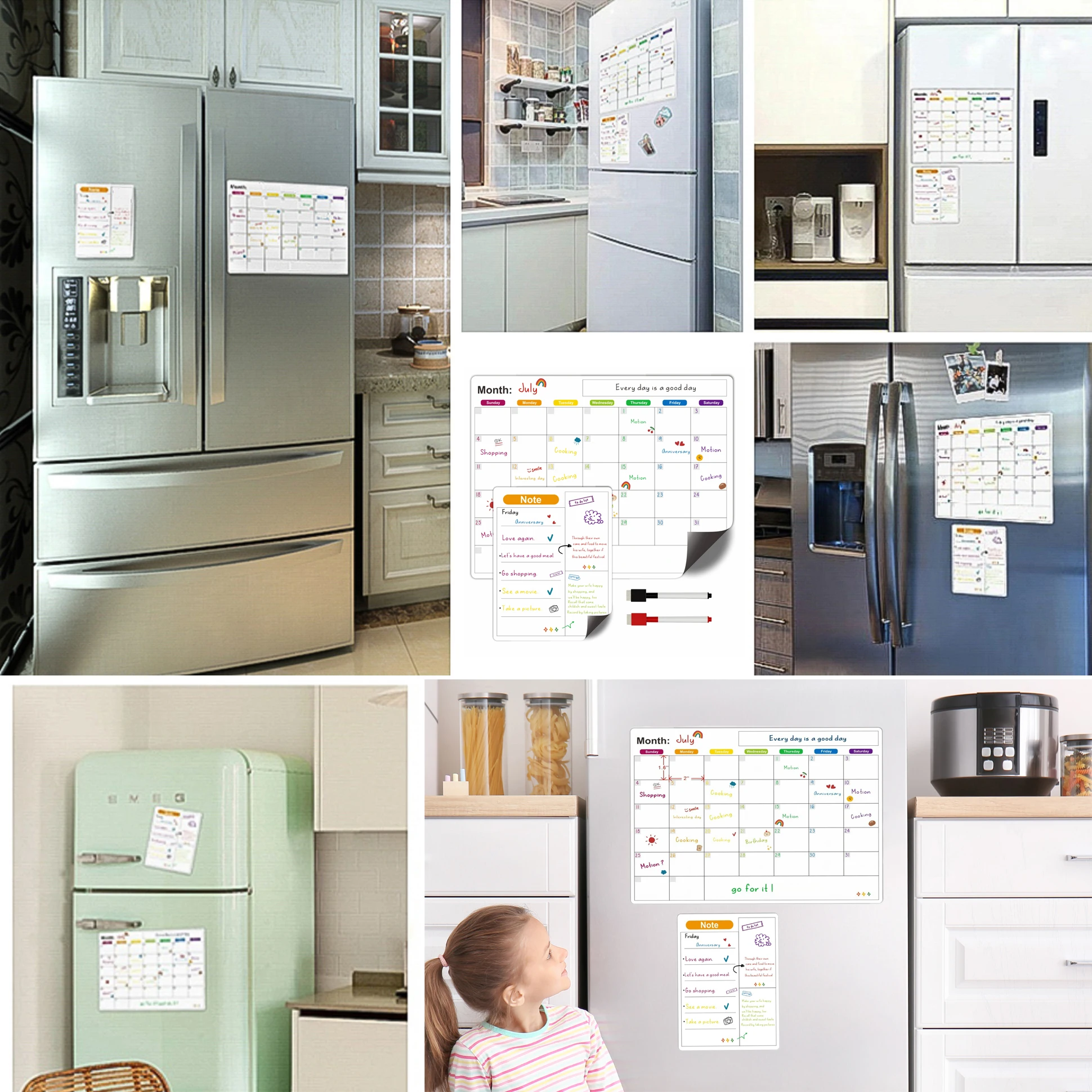 Magnetic Calendar For Fridge Monthly Weekly Planner Calendar Table Dry Erase Whiteboard With Pen Fridge Sticker Message Board - Image 6