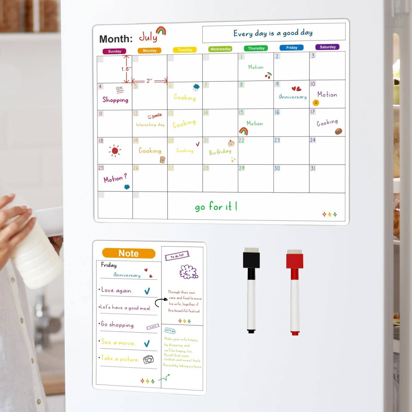 Magnetic Calendar For Fridge Monthly Weekly Planner Calendar Table Dry Erase Whiteboard With Pen Fridge Sticker Message Board - Image 8