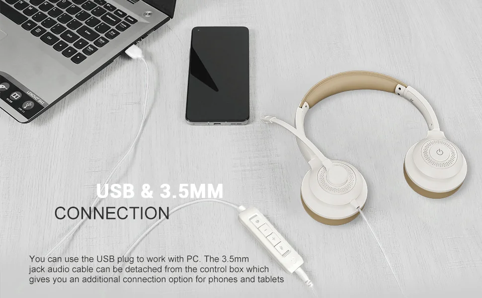 USB Headset with Mic for PC On-Ear Computer Laptop Headphones with Noise Cancelling Microphone in-line Control for Home Office - Image 11