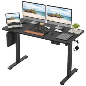 48-Inch Electric Standing Desk Adjustable Height Sit Stand Home Office Desk With Splice Board in Black Color